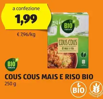 ALDI BIO COUS COUS MAIS E RISO BIO 250 g offerta