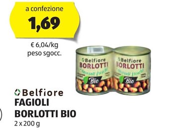 ALDI Belfiore FAGIOLI BORLOTTI BIO 2 x 200 g offerta