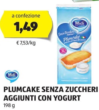 ALDI Midi PLUMCAKE SENZA ZUCCHERI AGGIUNTI CON YOGURT 198 g offerta