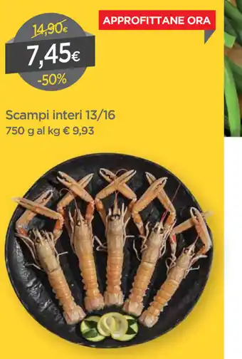 DPiù Scampi interi 13/16 750g offerta