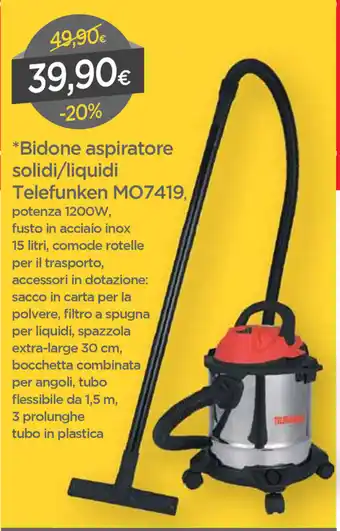 DPiù Telefunken MO7419 Bidone aspiratore solido/liquido offerta