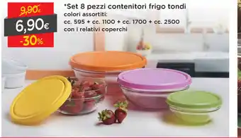 DPiù Set 8 pezzi contenitori frigo tondi 595+1100+1700+2500cc. offerta