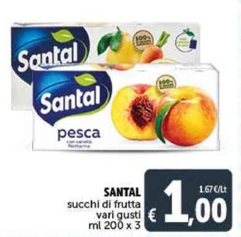 Deco Supermercati SANTAL succhi di frutta vari gusti ml 200 x 3 offerta