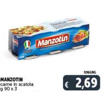 MANZOTIN carne in scatola g 90 x 3