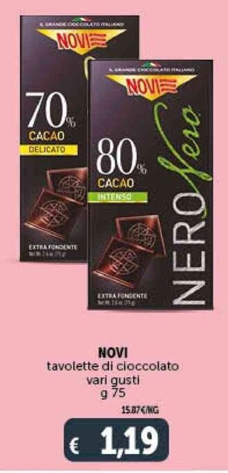 Deco Supermercati NOVI tavolette di cioccolato vari gusti g 75 offerta