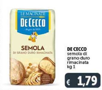 Deco Supermercati DE CECCO semola di grano duro rimacinata kg 1 offerta