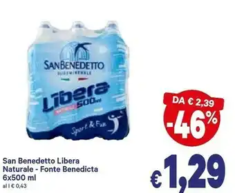 A&O San Benedetto San Benedetto - Acqua Naturale Libera 500 g(ml) offerta