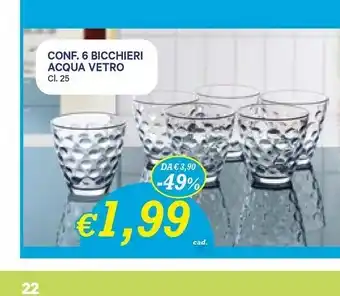A&O 6 Bicchieri Acqua Vetro offerta