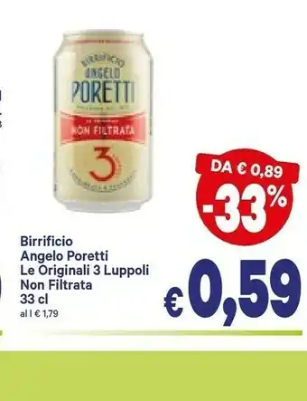 A&O Angelo poretti Le Originali 3 Luppoli Non Filtrata offerta