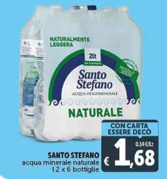 Deco Supermercati SANTO STEFANO acqua minerale naturale l 2 x 6 bottiglie offerta