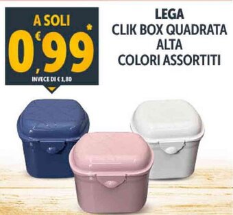 Deco Supermercati LEGA CLIK BOX QUADRATA ALTA COLORI ASSORTITI offerta