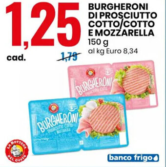 BURGHERONI DI PROSCIUTTO COTTO/COTTO E MOZZARELLA 150 g