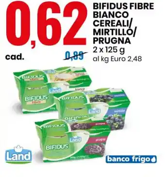 Eurospin BIFIDUS FIBRE BIANCO CEREALI/MIRTILLO/PRUGNA 2 x 125 g offerta