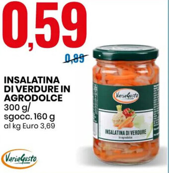 Eurospin INSALATINA DI VERDURE IN AGRODOLCE 300 g/ sgocc. 160 g offerta