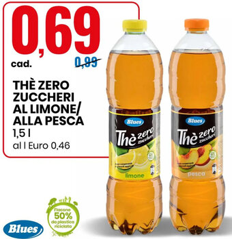 Eurospin BLUES THÈ ZERO ZUCCHERI AL LIMONE/ALLA PESCA 1,5 l offerta