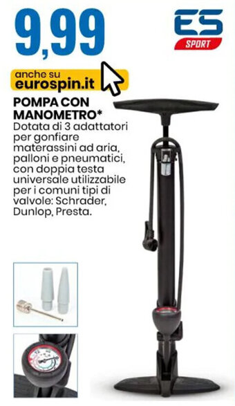 Eurospin ES SPORT POMPA CON MANOMETRO offerta