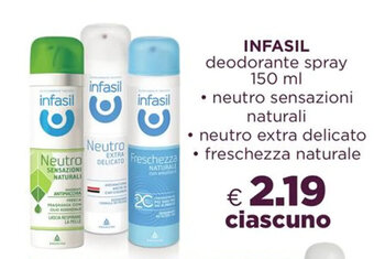 Acqua & Sapone INFASIL deodorante spray 150 ml offerta