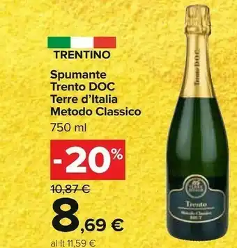 Carrefour Terre d'Italia Metodo Classico Spumante Trento Doc offerta