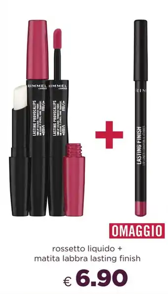 Acqua & Sapone RIMMEL rossetto liquido + matita labbra lasting finish offerta
