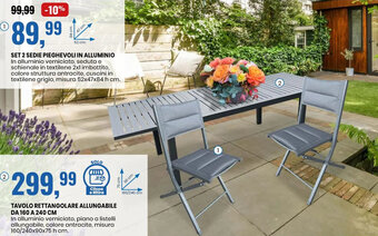 Eurospin SET 2 SEDIE PIEGHEVOLI IN ALLUMINIO misura 52x47x84 h cm. offerta