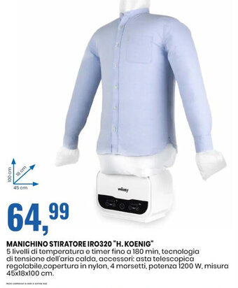 Eurospin MANICHINO STIRATORE IRO320 "H. KOENIG" offerta