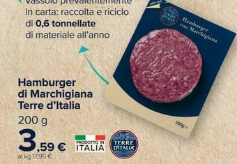 Carrefour Terre d'Italia Hamburger Di Marchigiana offerta
