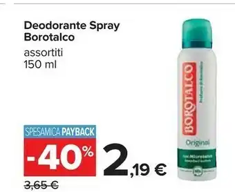 Carrefour Borotalco Deodoorante Spray offerta