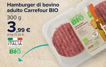 Carrefour Carrefour Bio Hamburger Di Bovino Adulto offerta