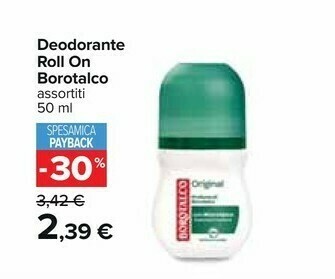 Carrefour Borotalco Deodorante Roll On 50 Ml offerta