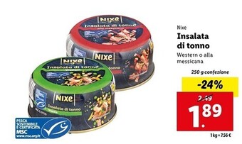 Lidl Nixe insalata di tonno offerta