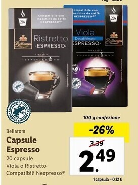 Lidl Bellarom capsule espresso offerta