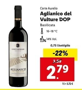Lidl Corte aurelio aglianico del vulture dop offerta