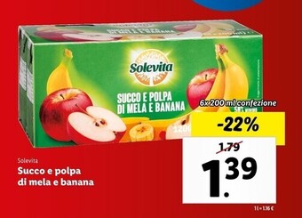 Lidl Solevita succo e polpa di mela e banana offerta