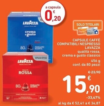Lavazza capsule caffè compatibili nespresso