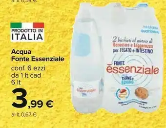 Carrefour Fonte Essenziale Dalle Terme Di Boario - Acqua Minerale Naturale 1000 G(ml) offerta