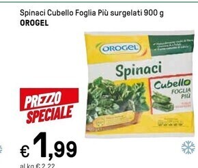 Iper La Grande Orogel spinaci cubello foglia piu surgelati offerta