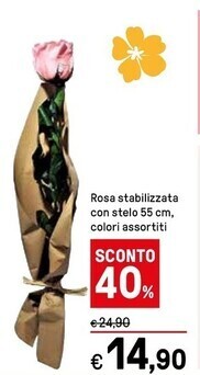 Iper La Grande Rosa stabilizzata con stelo 55 cm, colori assortiti offerta
