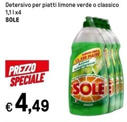 Iper La Grande Sole detersivo per piatti limone verde offerta