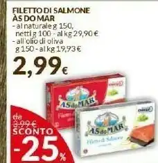 Doro Supermercati Asdomar Filetti Di Salmone All'Olio Di Oliva 150 G(ml) offerta