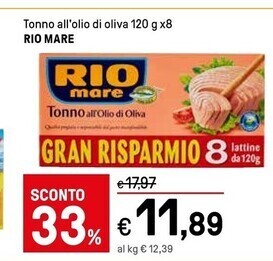 Iper La Grande Rio mare tonno all'olio di oliva offerta