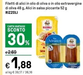 Iper La Grande Rizzoli filetti di alici in olio di oliva offerta
