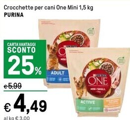 Iper La Grande Purina crocchette per cani one mini offerta