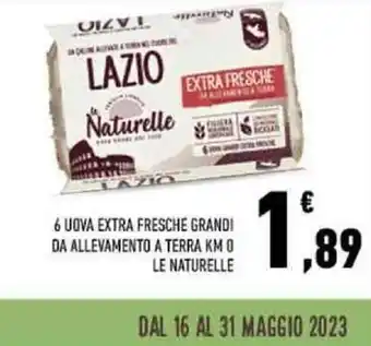 Conad 6 6 UOVA EXTRA FRESCHE GRANDI DA ALLEVAMENTO A TERRA KM O LE NATURELLE offerta