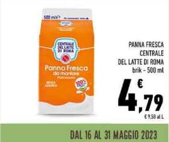 Conad PANNA FRESCA CENTRALE DEL LATTE DI ROMA brik - 500 ml offerta