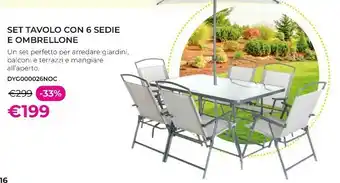 Set Tavolo Con 6 Sedie E Ombrellone