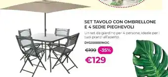 Kasanova Set Tavolo Con Ombrellone E 4 Sedie Pieghevoli offerta