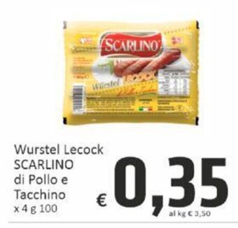 Paghi Poco Wurstel Lecock SCARLINO di Pollo e Tacchino x 4 g 100 offerta