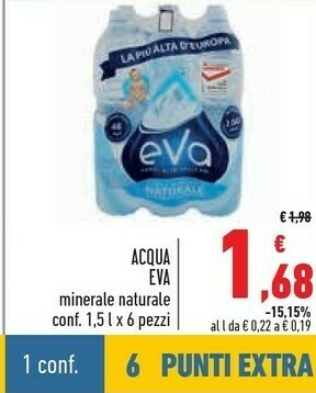 Conad Eva - Acqua Minerale Naturale 1500 G(ml) offerta