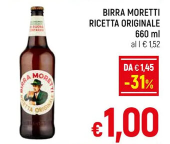 A&O BIRRA MORETTI RICETTA ORIGINALE 660 ml offerta