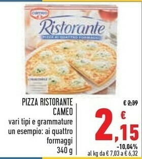 Conad Cameo Pizza Ai Quattro Formaggi Ristorante 340 G(ml) offerta